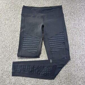 Alo Yoga Leggings Womens‎ Small Black High Waist Moto Ribbed Ankle Yoga Pants